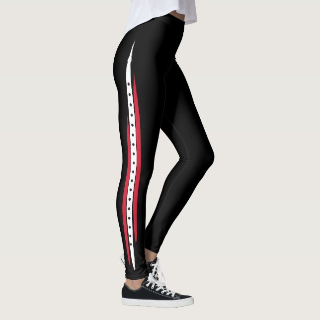 Trendy Side Stripe Fashion Red White Black Dots Leggings (Right)