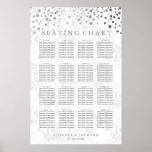Trendy Silver Dots on White Damask- Seating Chart