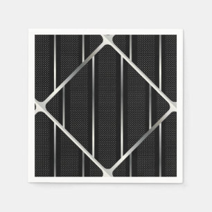 Trendy Silver Geometric Pattern Black Stylish Art Napkin