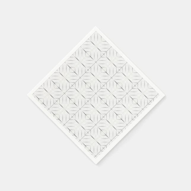 Trendy Silver Geometric Pattern White Stylish Art Napkin (Corner)
