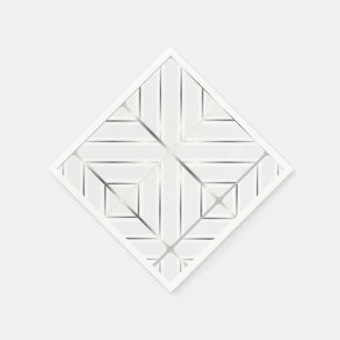 Trendy Silver Geometric Pattern White Stylish Art Napkin