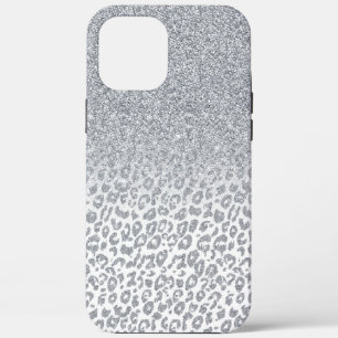 Trendy Silver Glitter & Leopard Print Ombre Design iPhone 12 Pro Max Case