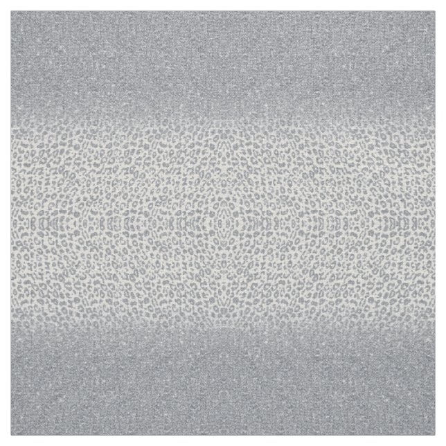 Trendy Silver Glitter & Leopard Print Ombre Design Fabric (Swatch)