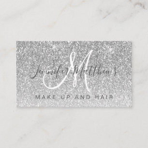 Trendy Silver Glitter Makeup Artist Hair Salon Business Card
