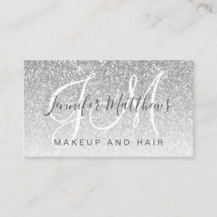 Trendy Silver Glitter Makeup Artist Hair Salon Business Card