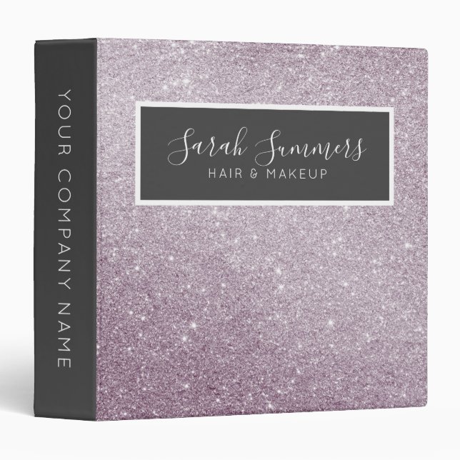 Trendy Silver Glitter Stylish Sparkles Girly Chic Binder (Front/Spine)