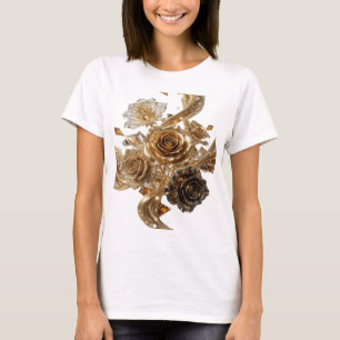 Trendy Silver GOLDEN ROSES AND DIAMONDS Slogan Tee