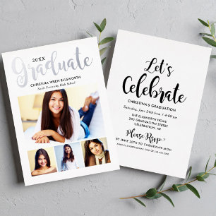 Trendy Silver Graduate Multi Photo Grad Party