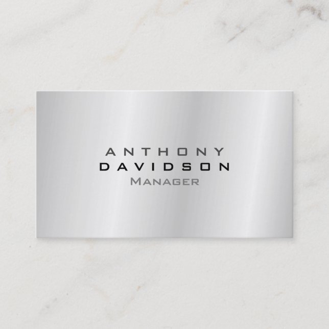 Trendy silver grey custom made professional business card (Front)