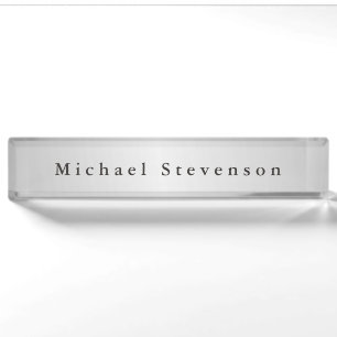 Trendy Silver Grey Modern Professional Nameplate