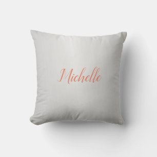 Trendy Silver Grey Modern Professional Your Name Throw Pillow