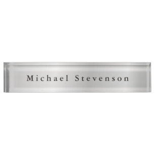 Trendy Silver Grey Modern Unique Nameplate