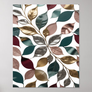 Trendy Silver LEAFY FUSION 3D Text Art Poster