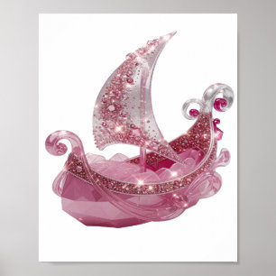 Trendy Silver SWAROVSKI CRYSTAL SAILBOAT Tee Poster