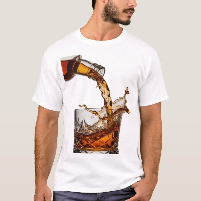 Trendy Silver WHISKY SPLASH Text Design T-Shirt (Front)