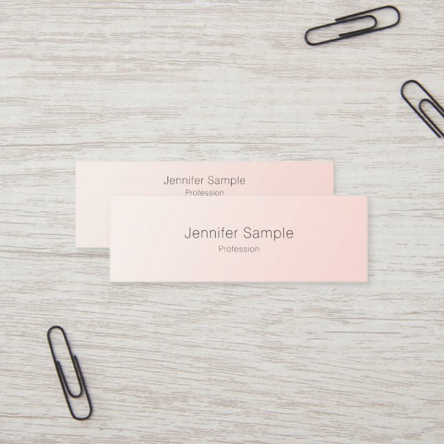 Trendy Simple Design Elegant Blush Pink Template Mini Business Card (Front/Back In Situ)