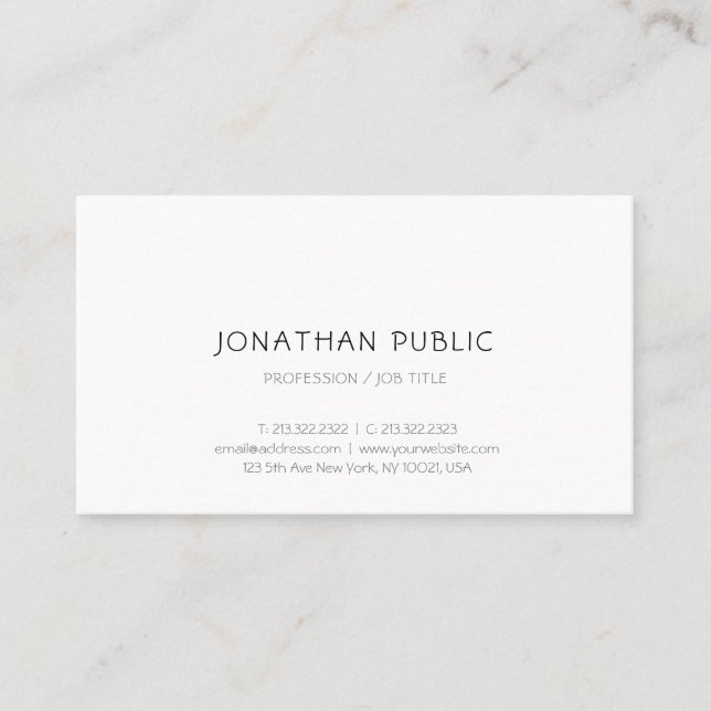 Trendy Simple Design Elegant Modern Template Business Card (Front)