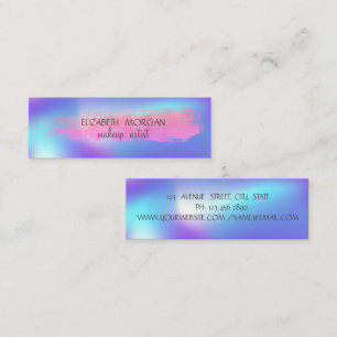 Trendy Simple Foil Brush Stroke,Holographic Mini Business Card