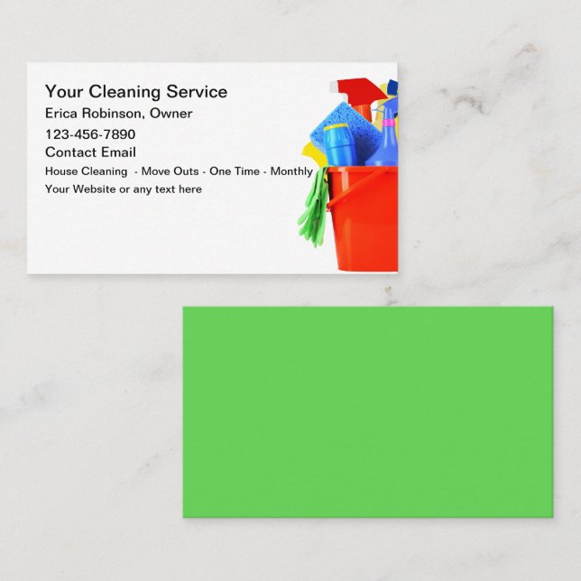 Trendy Simple House Cleaning Business Cards (Front/Back)