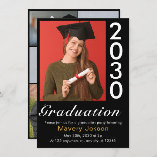Trendy Simple Modern Casual Photo Graduation  Invitation