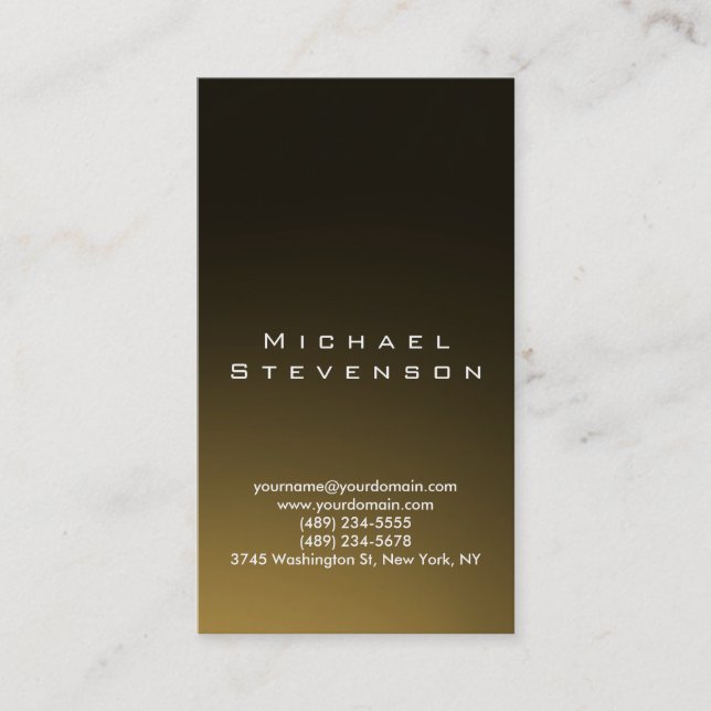 Trendy Simple Plain Gold Look Business Card (Front)