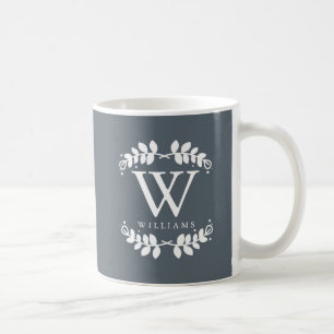 Trendy Slate Grey Monogrammed Coffee Mug