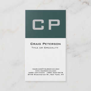 Trendy Slate Grey White Monogram Business Card