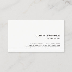 Trendy Sleek Professional Creative Elegant White Business Card