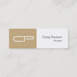 Trendy Slim Beige White Monogram Business Card