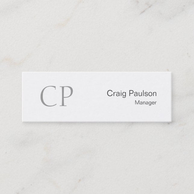 Trendy Slim Black White Monogram Business Card (Front)