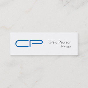 Trendy Slim Blue White Monogram Business Card