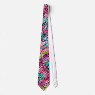 trendy snake skin leopard animal print blend neon tie