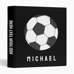 Trendy Soccer Ball Football Personalized Black Binder