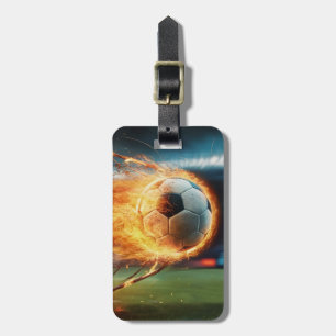 Trendy Soccer Ball on Fire Football Personalized Luggage Tag