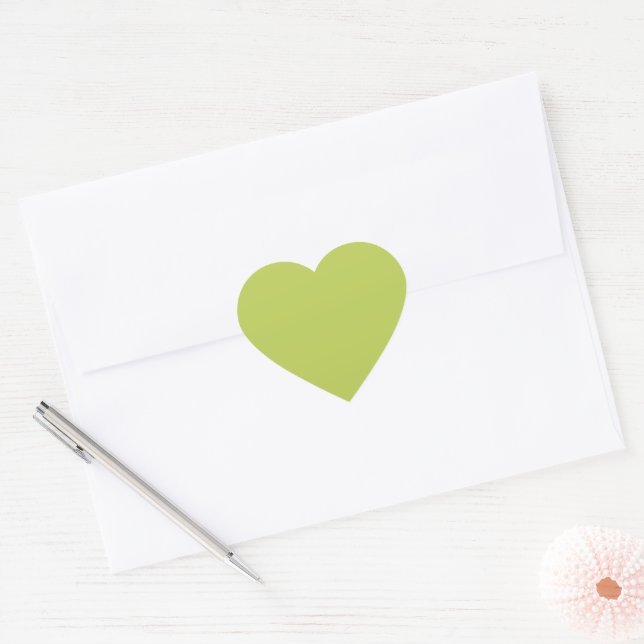 Trendy Soft Chartreuse Cute Heart Sticker (Envelope)
