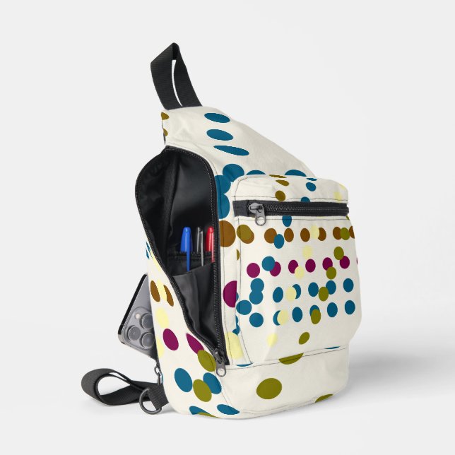 Trendy Soft Ivory Multiple Colour Polka  Sling Bag (Open)