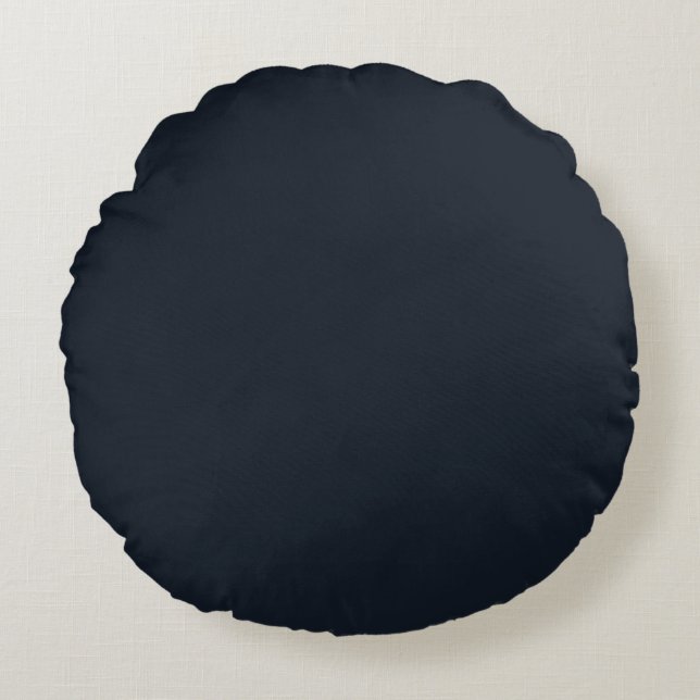 trendy solid, plain deep navy  round pillow (Front)