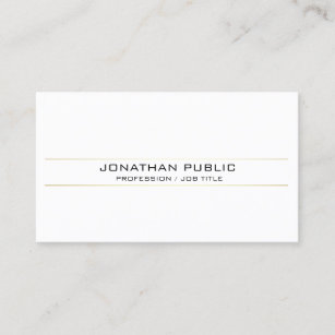 Trendy Sophisticated Gold White Minimal Plain Business Card