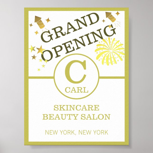 Trendy Spark Beauty Salon Monogram Business Promo Poster (Front)