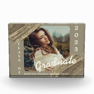 Trendy Spark Gold Graduation Photo Announcement 