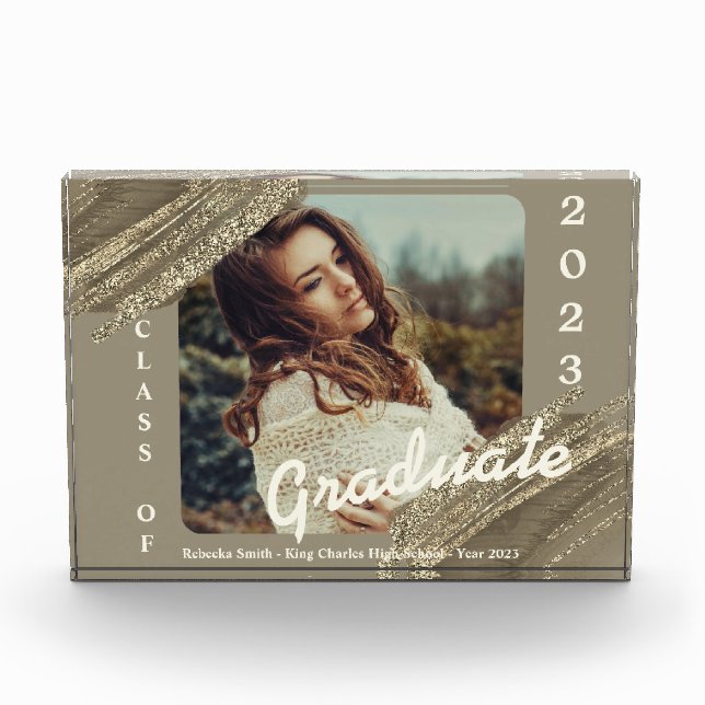 Trendy Spark Gold Graduation Photo Announcement  (Front)