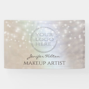 Trendy sparkles pearl holographic custom logo banner