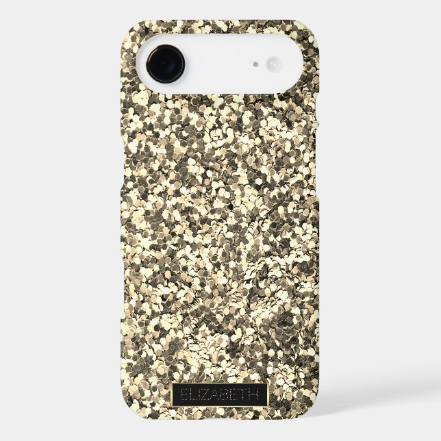 Trendy Sparkling Gold Glitter, Frame- Personalized Case-Mate iPhone Case (Back)