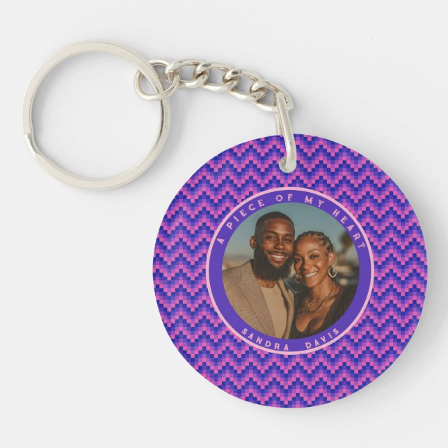 Trendy Special Memory Gift Stripe Pattern Keychain (Front)