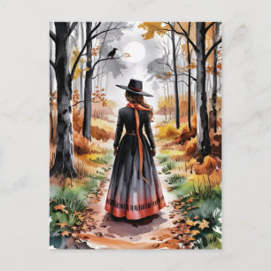 Trendy Spooky Halloween Witch Forest crowl         Postcard