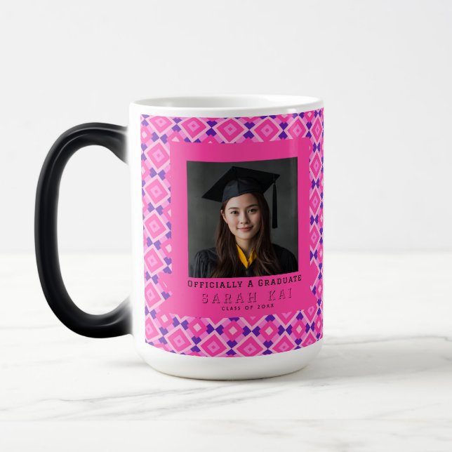 Trendy Square Print Gift For Him Grad Magic Mug (Left)