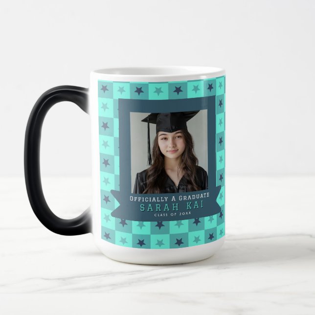 Trendy Square Print Gift For Him Graduation Magic Mug (Left)