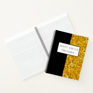 Trendy Stained Glass Black Gold Notebook
