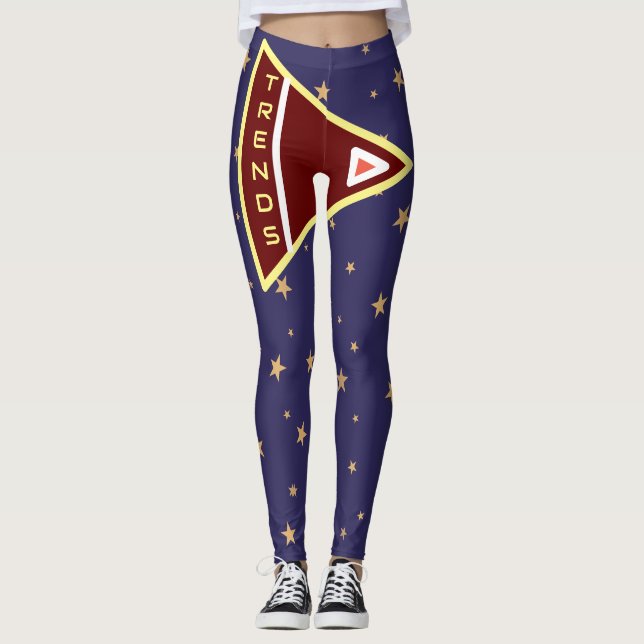 Trendy Starry Night with Unique Arrow Design  Leggings (Front)