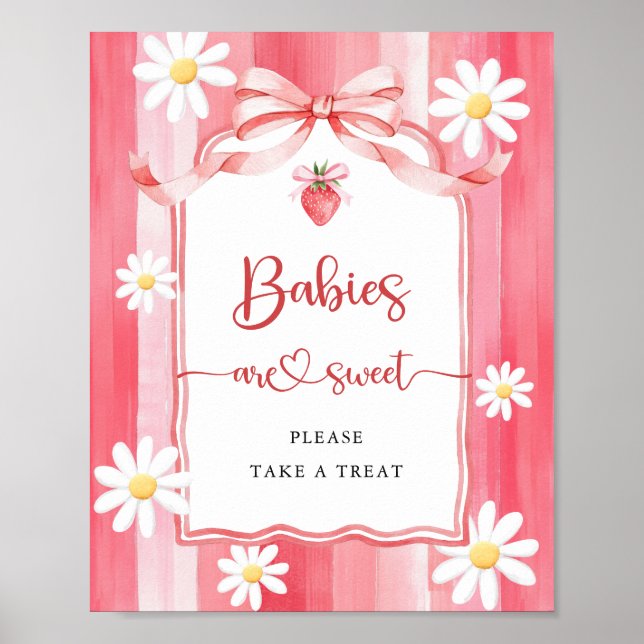 Trendy Strawberry Babies are Sweet Baby Shower Poster (Front)